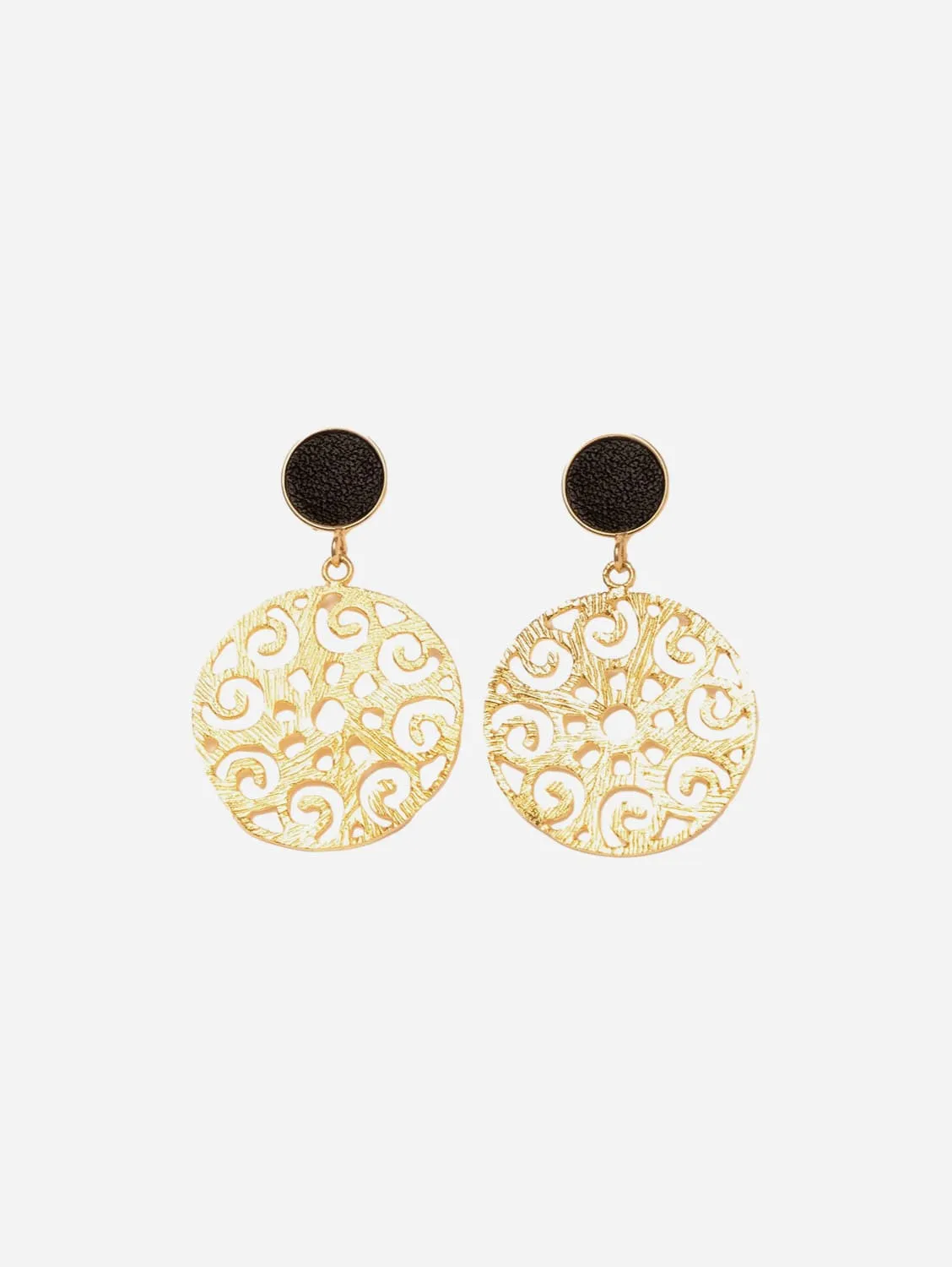 Grace 24ct Gold Plated Stud Earrings | Black & Gold