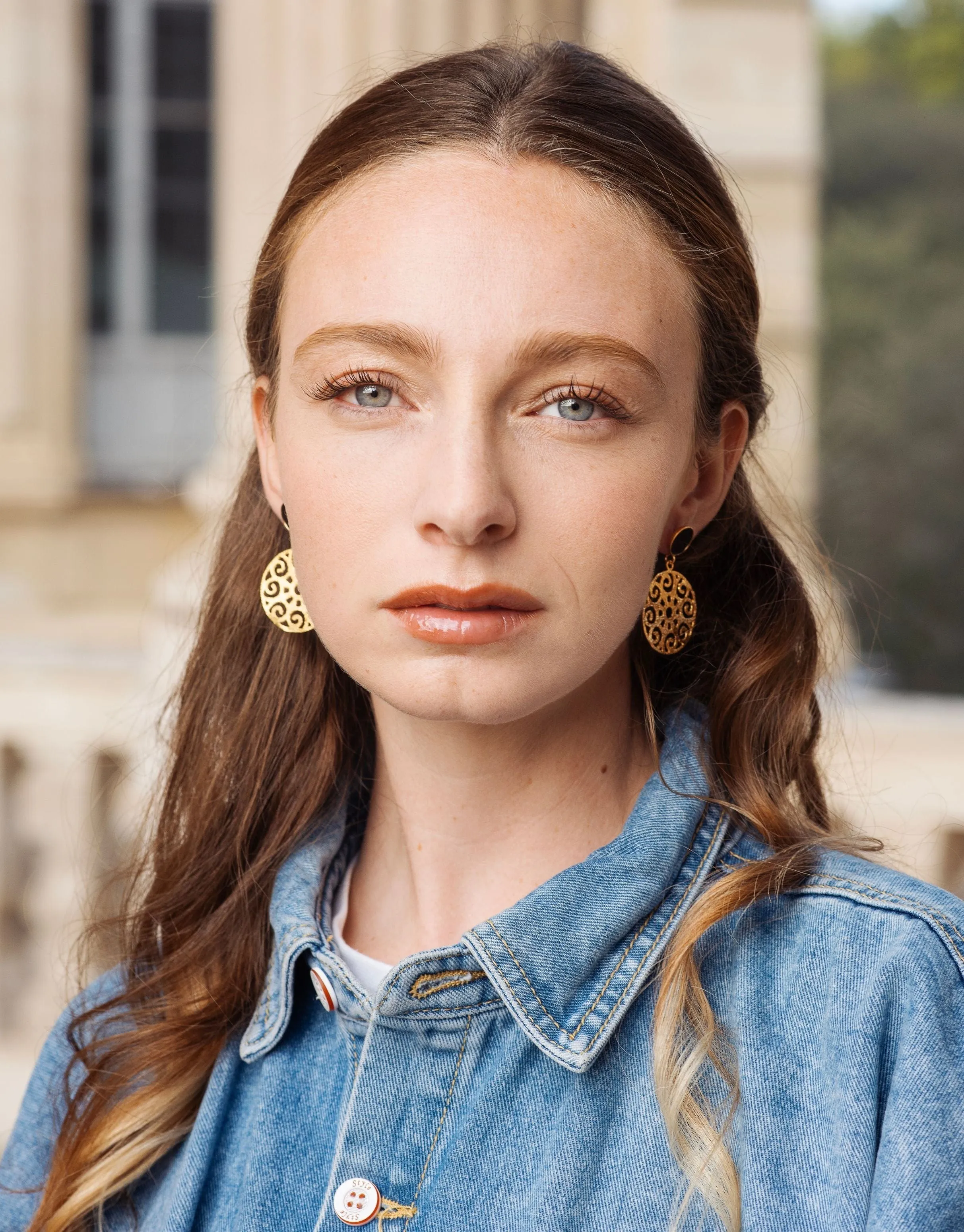 Grace 24ct Gold Plated Stud Earrings | Black & Gold