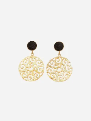 Grace 24ct Gold Plated Stud Earrings | Black & Gold