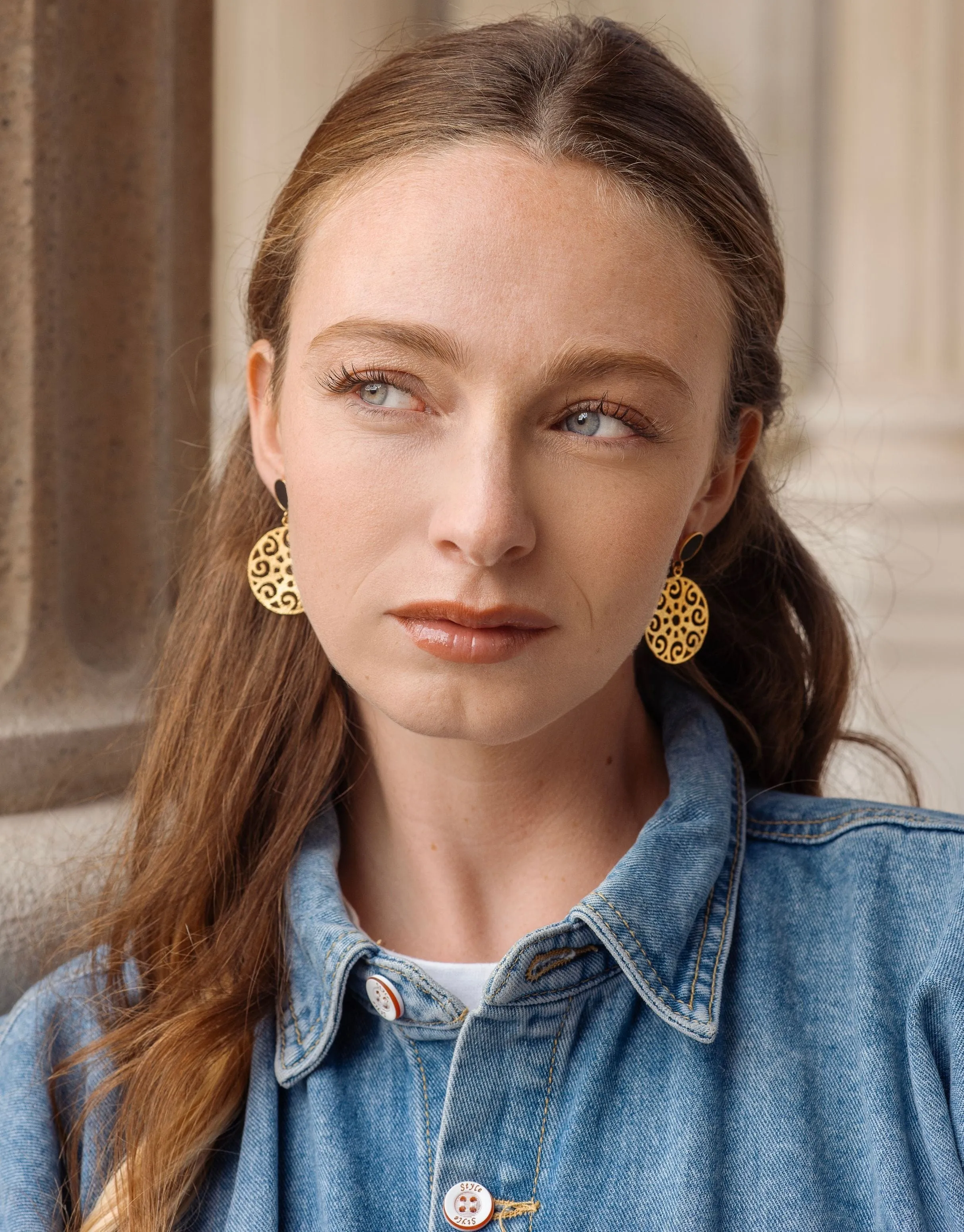 Grace 24ct Gold Plated Stud Earrings | Black & Gold