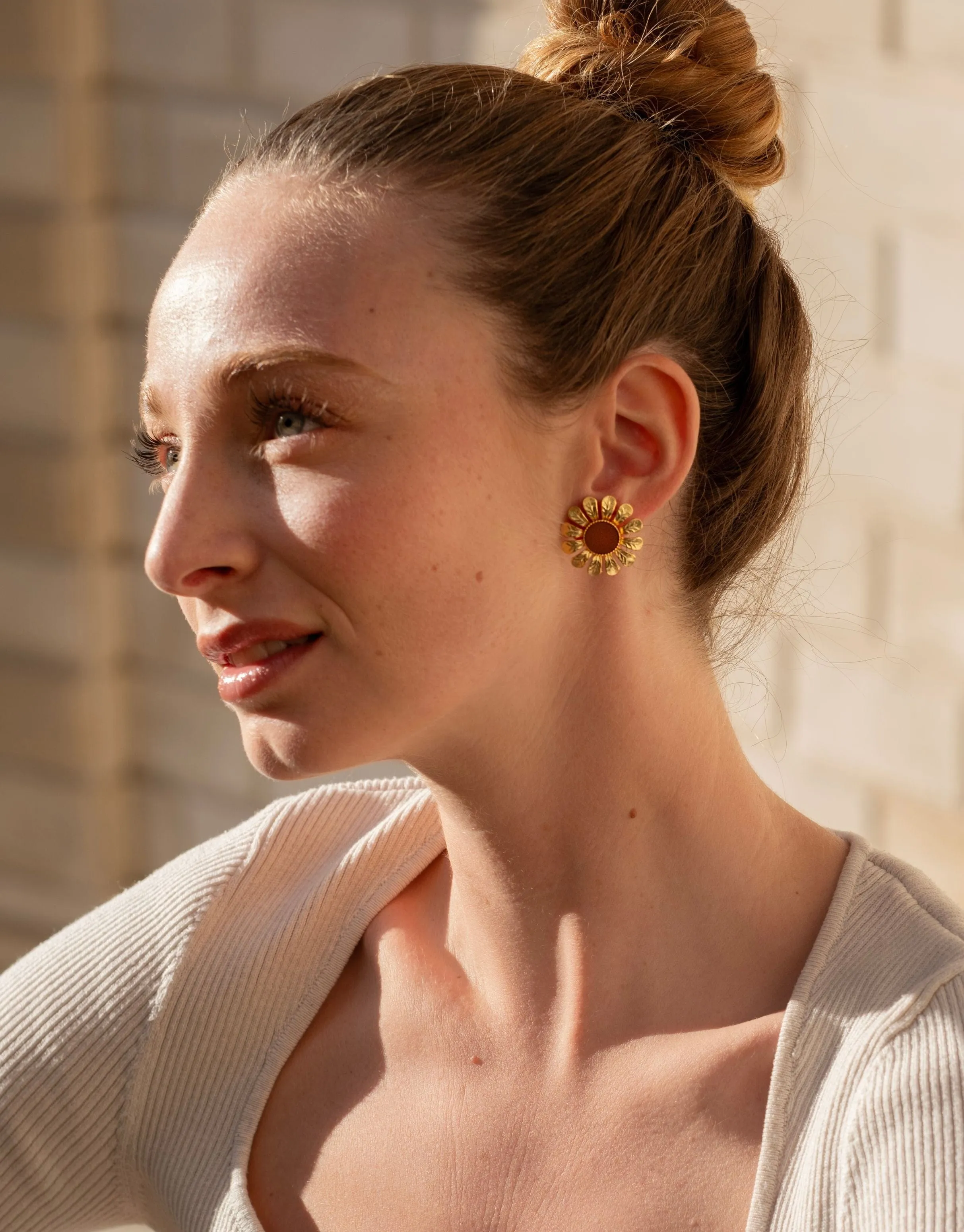 Margaret 24ct Gold Plated Stud Earrings | Camel & Gold