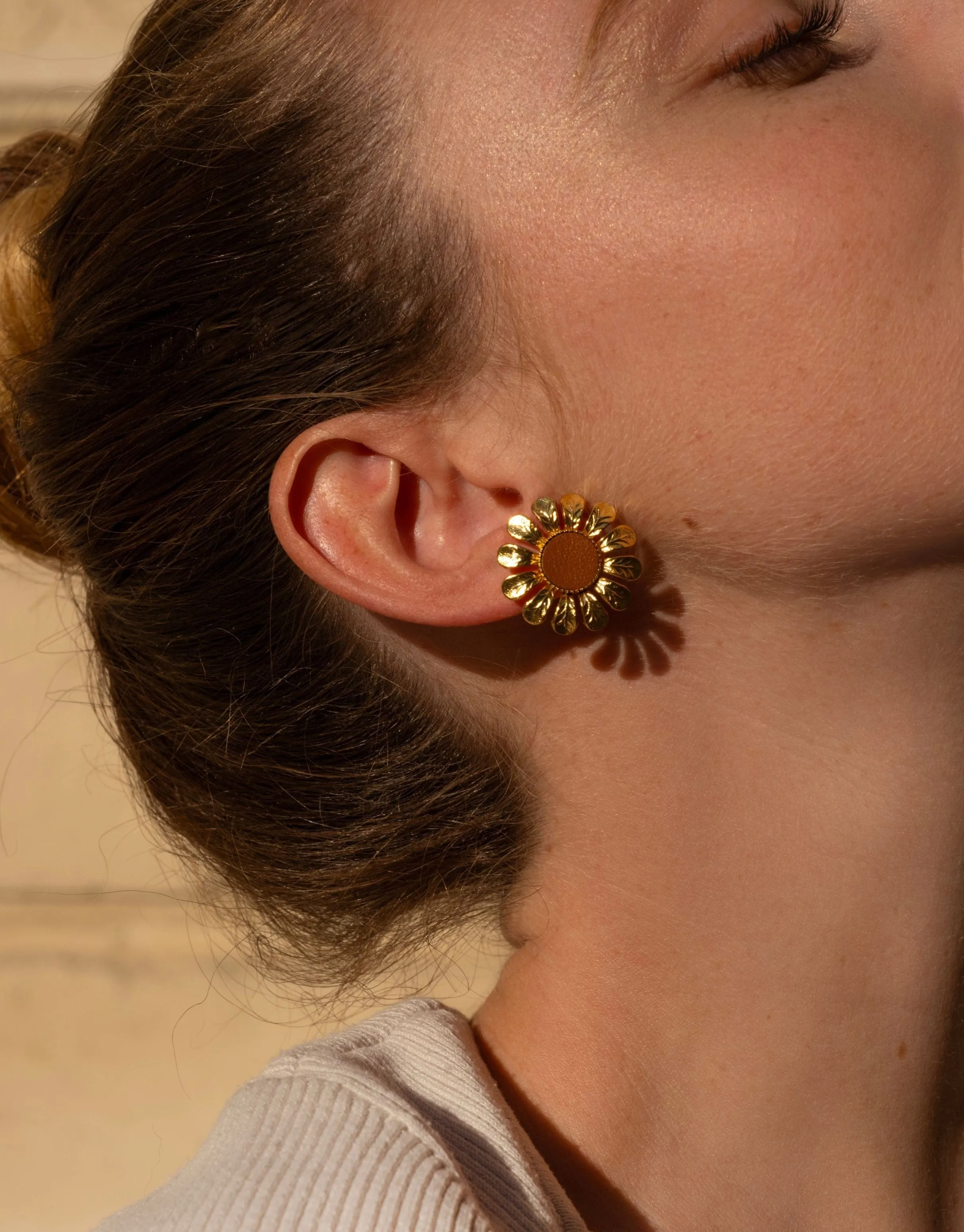 Margaret 24ct Gold Plated Stud Earrings | Camel & Gold