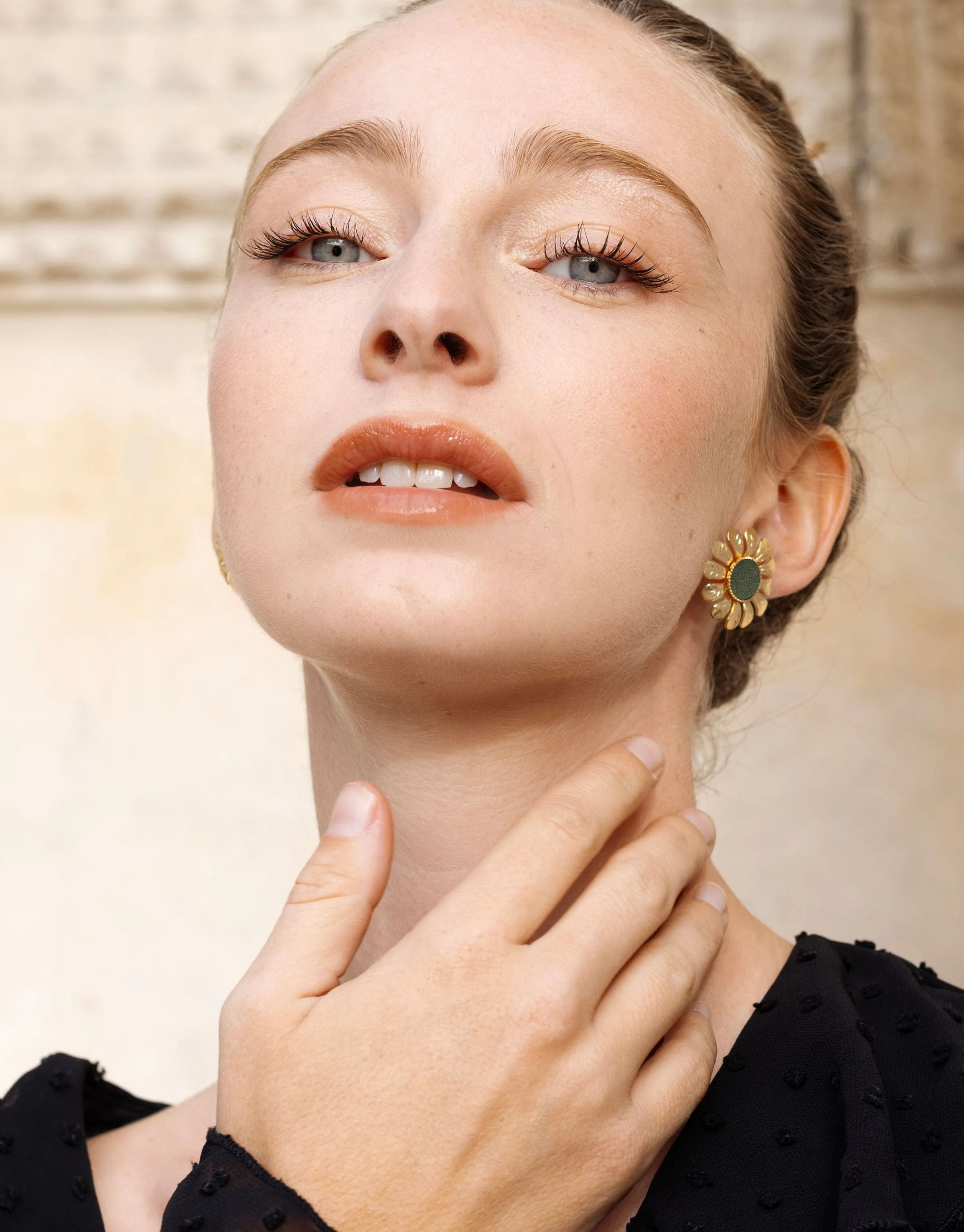 Margaret 24ct Gold Plated Stud Earrings | Dark Green & Gold