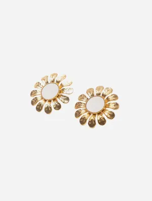 Margaret 24ct Gold Plated Stud Earrings | White & Gold