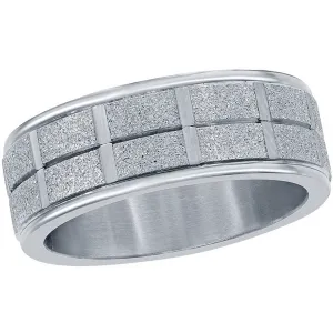 Men's Ring - Silver Stainless Steel Sand Blasted, Size 9 | SW-2089-9