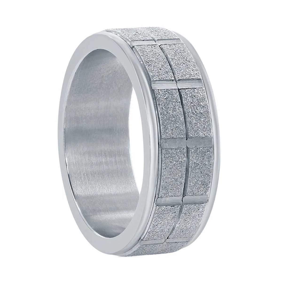 Men's Ring - Silver Stainless Steel Sand Blasted, Size 9 | SW-2089-9