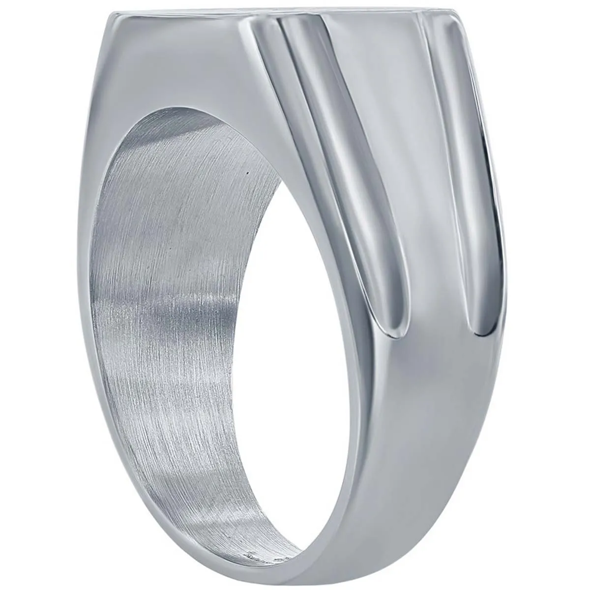 Men's Ring - Silver Stainless Steel White CZ Square, Size 13 | SW-2102-13