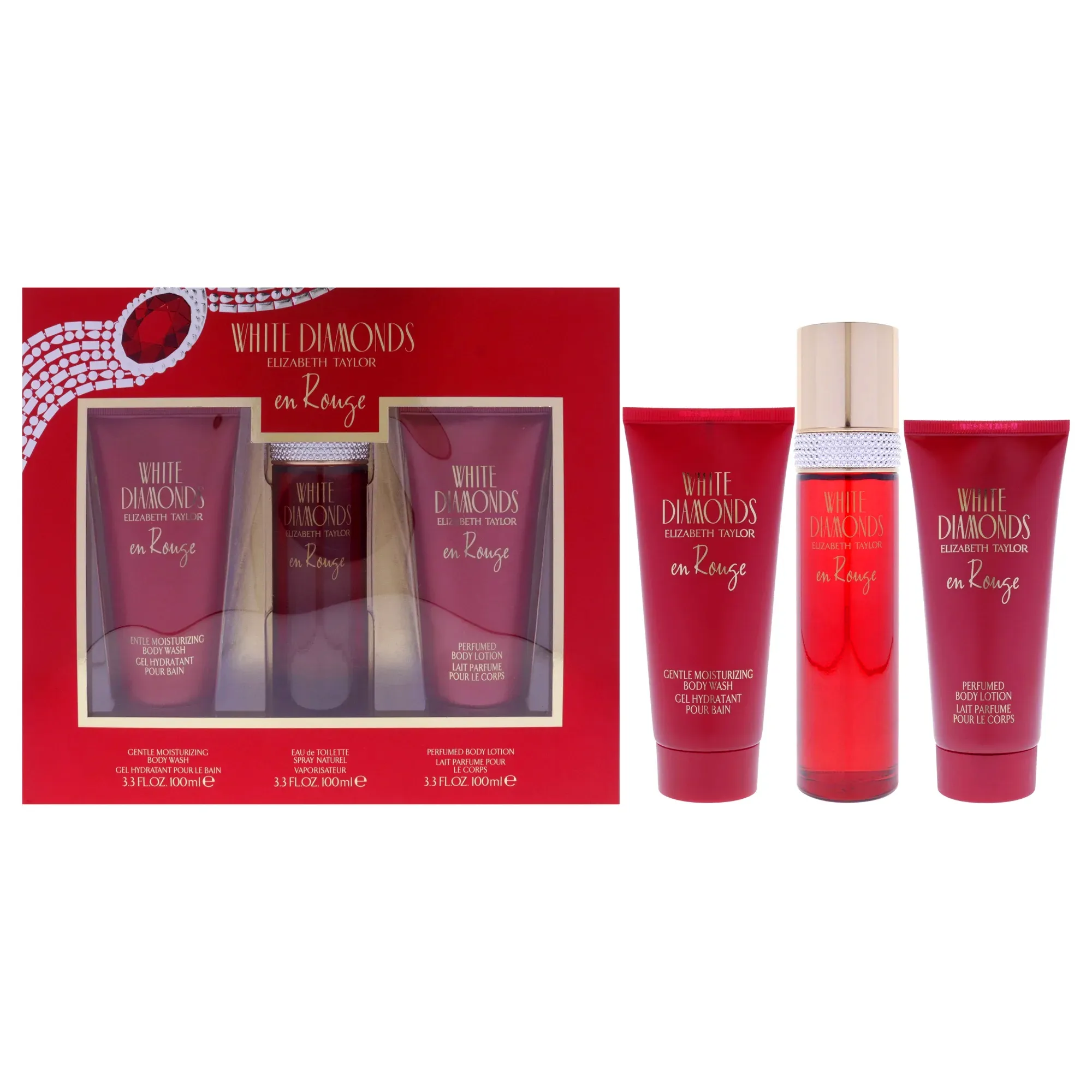 White Diamonds En Rouge by Elizabeth Taylor 100ml EDT 3pc Gift Set